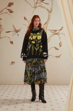 FARM Rio  Pulls Et Sweat-shirts<Pull en tricot brodé Black Farm Rio Flowers