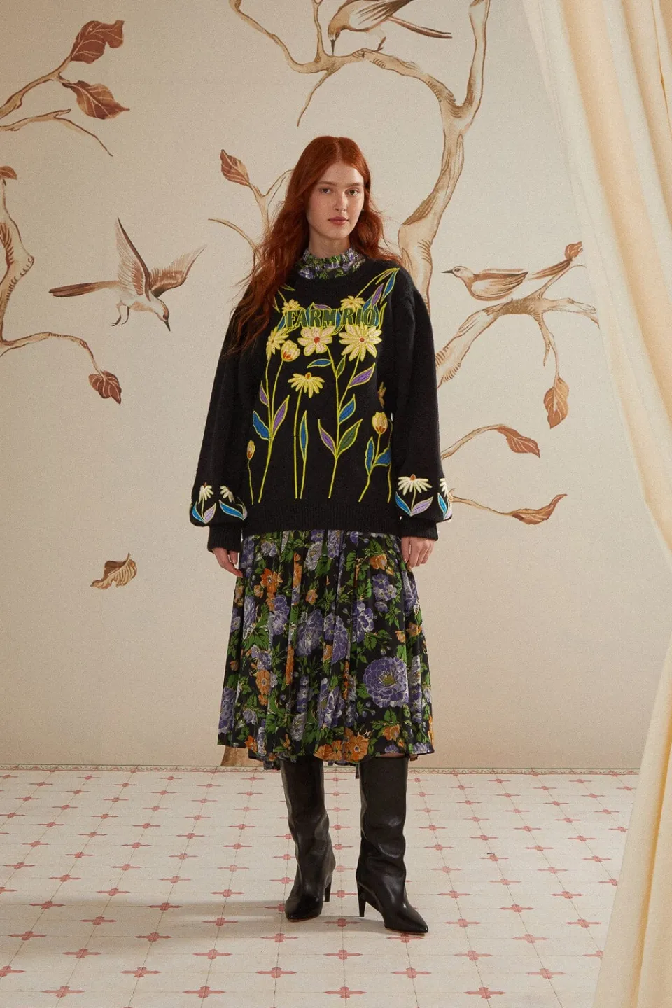 FARM Rio Pulls Et Sweat-shirts<Pull en tricot brodé Black Farm Rio Flowers