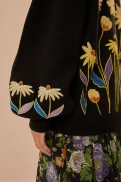 FARM Rio Pulls Et Sweat-shirts<Pull en tricot brodé Black Farm Rio Flowers
