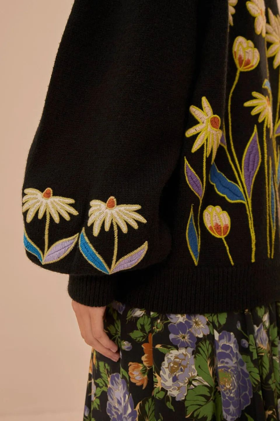 FARM Rio Pulls Et Sweat-shirts<Pull en tricot brodé Black Farm Rio Flowers