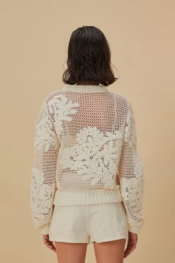 FARM Rio  Pulls Et Sweat-shirts<Pull en tricot brodé blanc