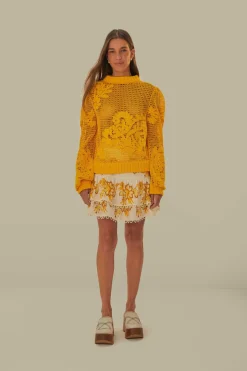 FARM Rio Pulls Et Sweat-shirts<Pull en tricot brodé jaune
