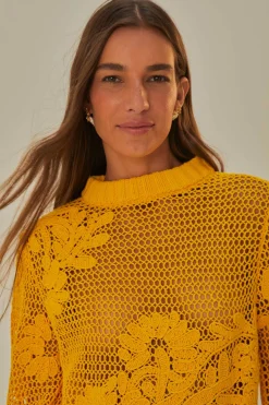 FARM Rio  Pulls Et Sweat-shirts<Pull en tricot brodé jaune