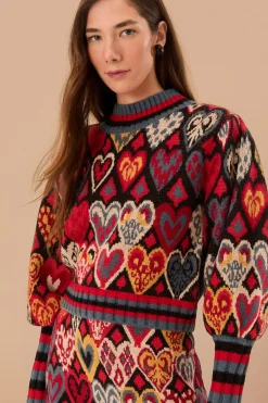 FARM Rio Pulls Et Sweat-shirts<Pull en tricot ikat à coeurs noirs