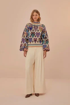 FARM Rio Pulls Et Sweat-shirts<Pull en tricot ikat à coeurs crème
