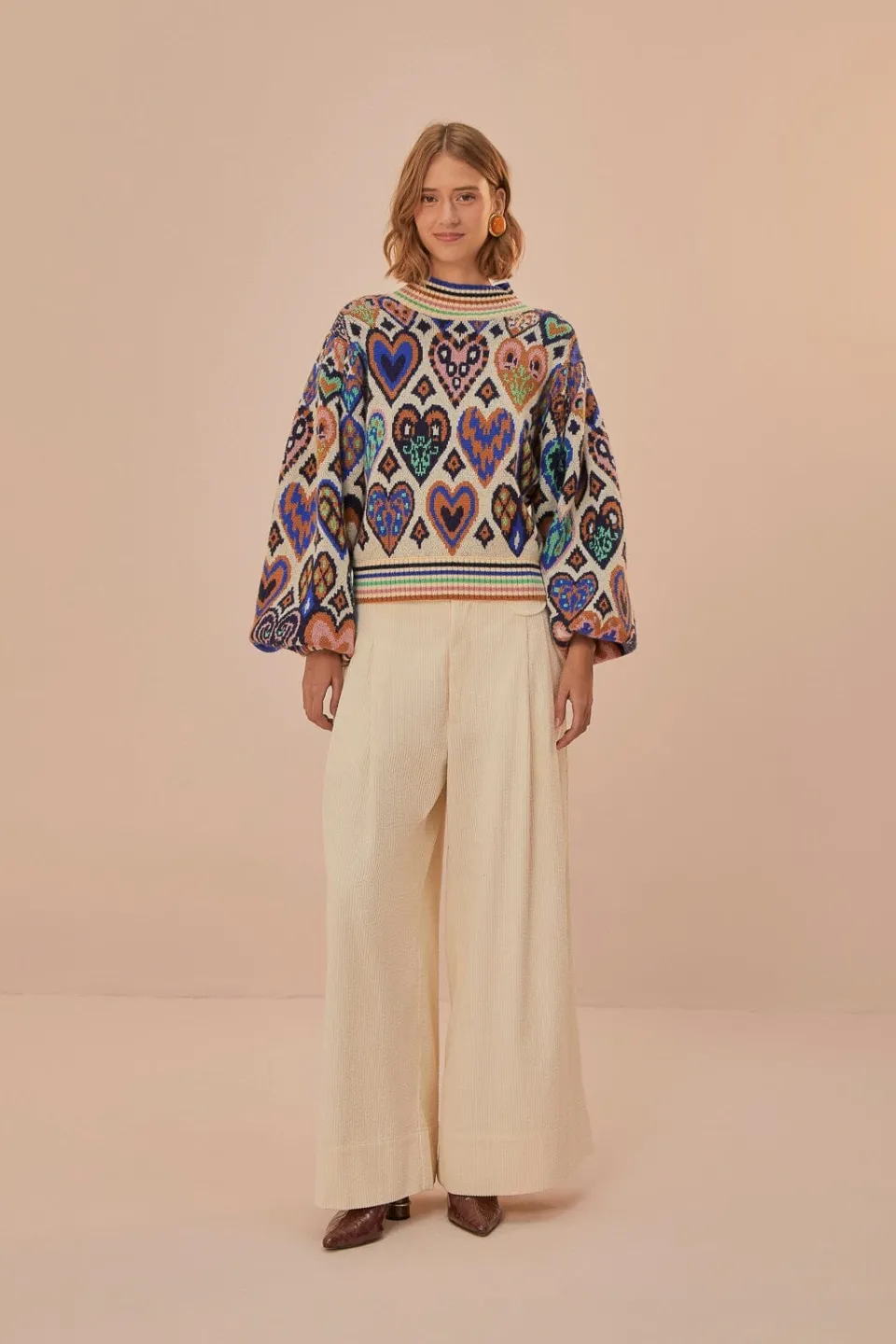 FARM Rio Pulls Et Sweat-shirts<Pull en tricot ikat à coeurs crème