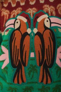 FARM Rio Pulls Et Sweat-shirts<Pull en tricot vert à motifs de toucans de Noël