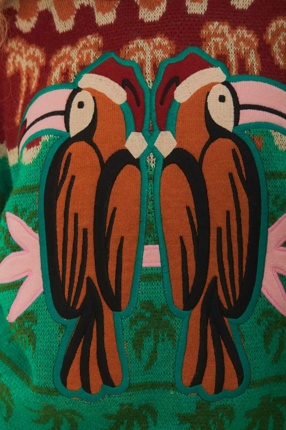 FARM Rio Pulls Et Sweat-shirts<Pull en tricot vert à motifs de toucans de Noël