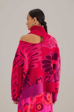 FARM Rio Pulls Et Sweat-shirts<Pull rose en tricot à fleurs audacieuses