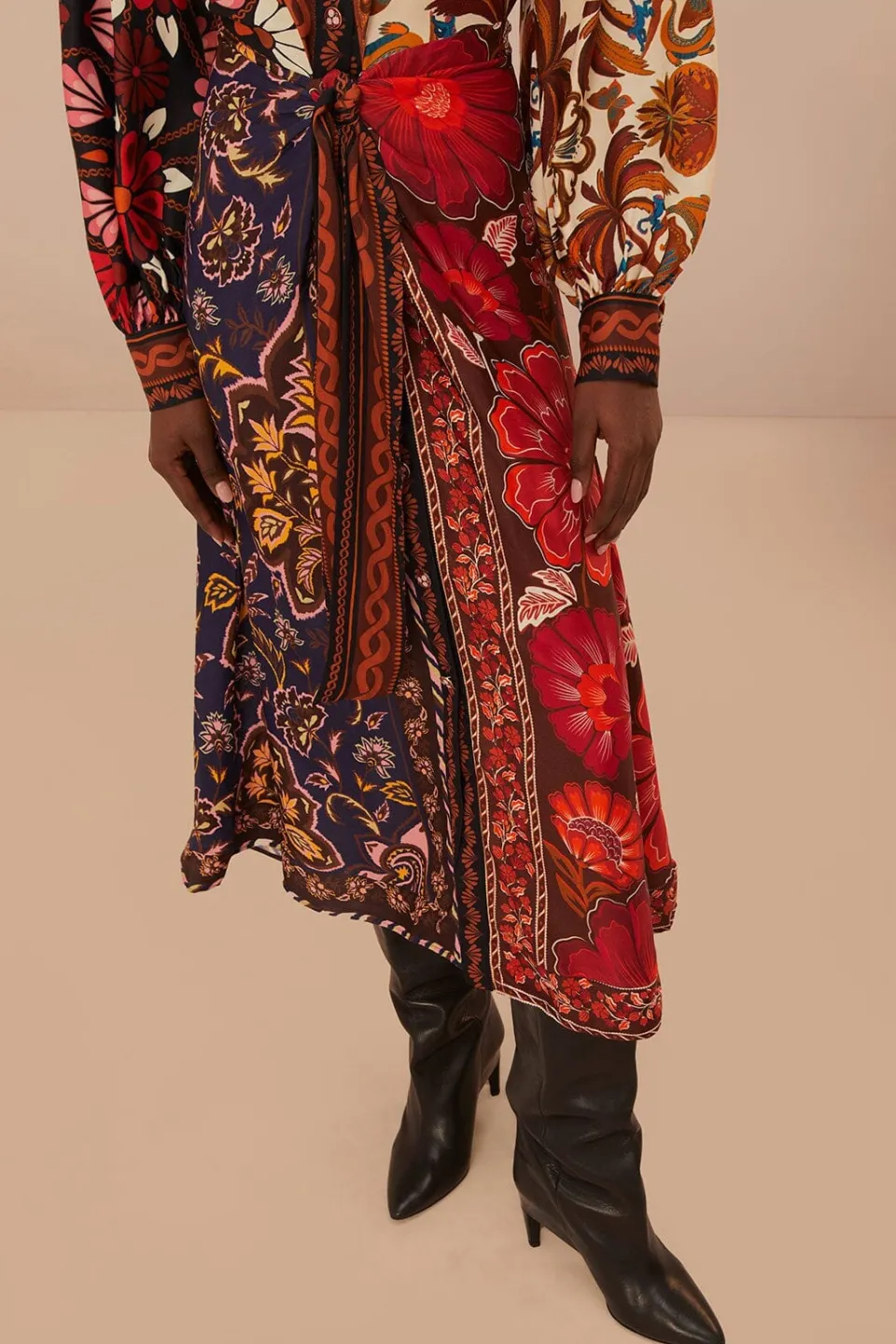 FARM Rio Robes Midi<Robe chemise mi-longue multicolore en viscose LENZING™ ECOVERO™ Mirand