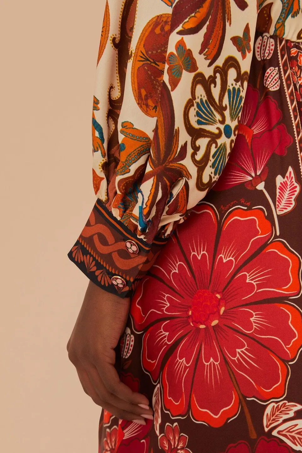 FARM Rio Robes Midi<Robe chemise mi-longue multicolore en viscose LENZING™ ECOVERO™ Mirand