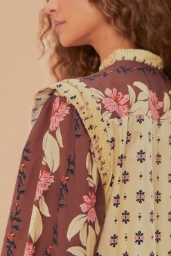 FARM Rio  Robes Courtes<Robe courte à empiècement ouvert et à fleurs Ainika Maxi Crème