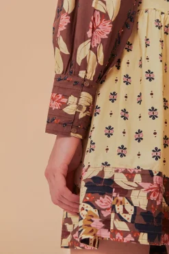 FARM Rio Robes Courtes<Robe courte à empiècement ouvert et à fleurs Ainika Maxi Crème