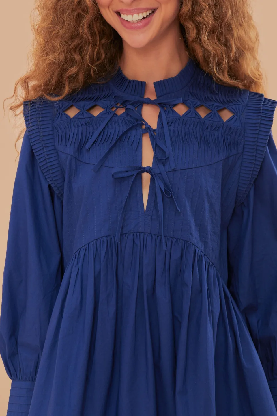 FARM Rio Robes Courtes<Robe courte à empiècement ouvert bleu marine