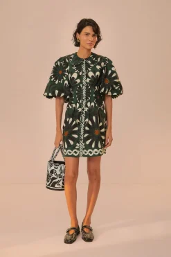 FARM Rio Robes Courtes<Robe courte à manches courtes avec fleurs vertes Ainika