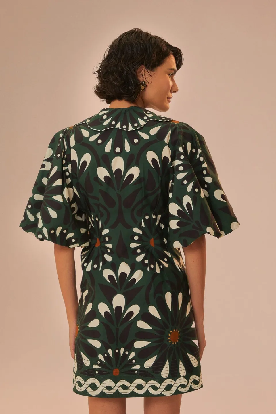 FARM Rio Robes Courtes<Robe courte à manches courtes avec fleurs vertes Ainika