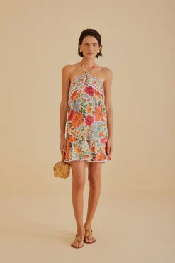 FARM Rio Robes Courtes<Robe courte blanc cassé Bloom Garden