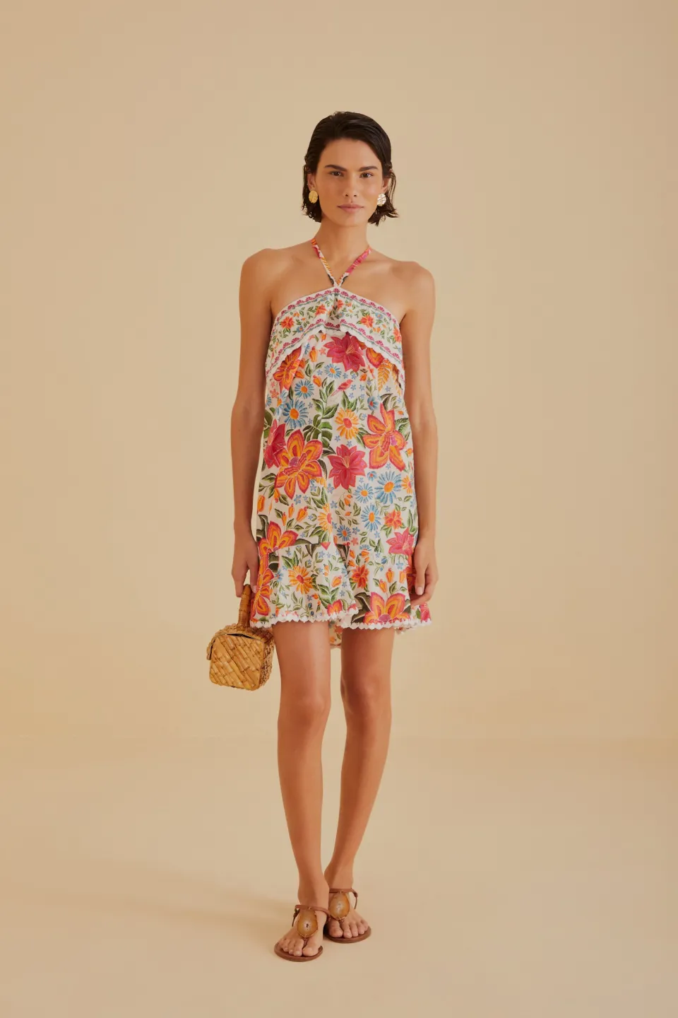 FARM Rio Robes Courtes<Robe courte blanc cassé Bloom Garden