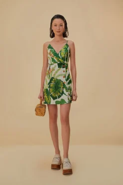 FARM Rio Robes Courtes<Robe courte blanc cassé forêt tropicale