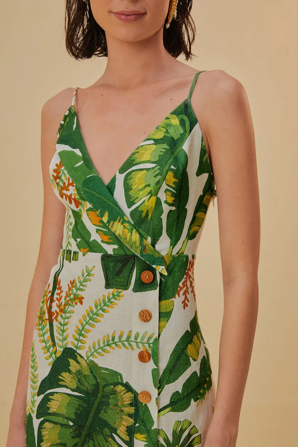 FARM Rio Robes Courtes<Robe courte blanc cassé forêt tropicale