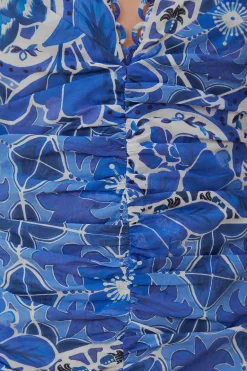FARM Rio Robes Courtes<Robe courte bleue à manches courtes Tile Dream