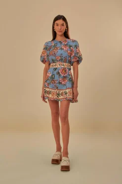 FARM Rio Robes Courtes<Robe courte bleue Wonderful Bouquet