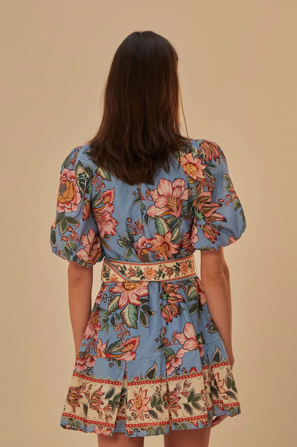 FARM Rio Robes Courtes<Robe courte bleue Wonderful Bouquet