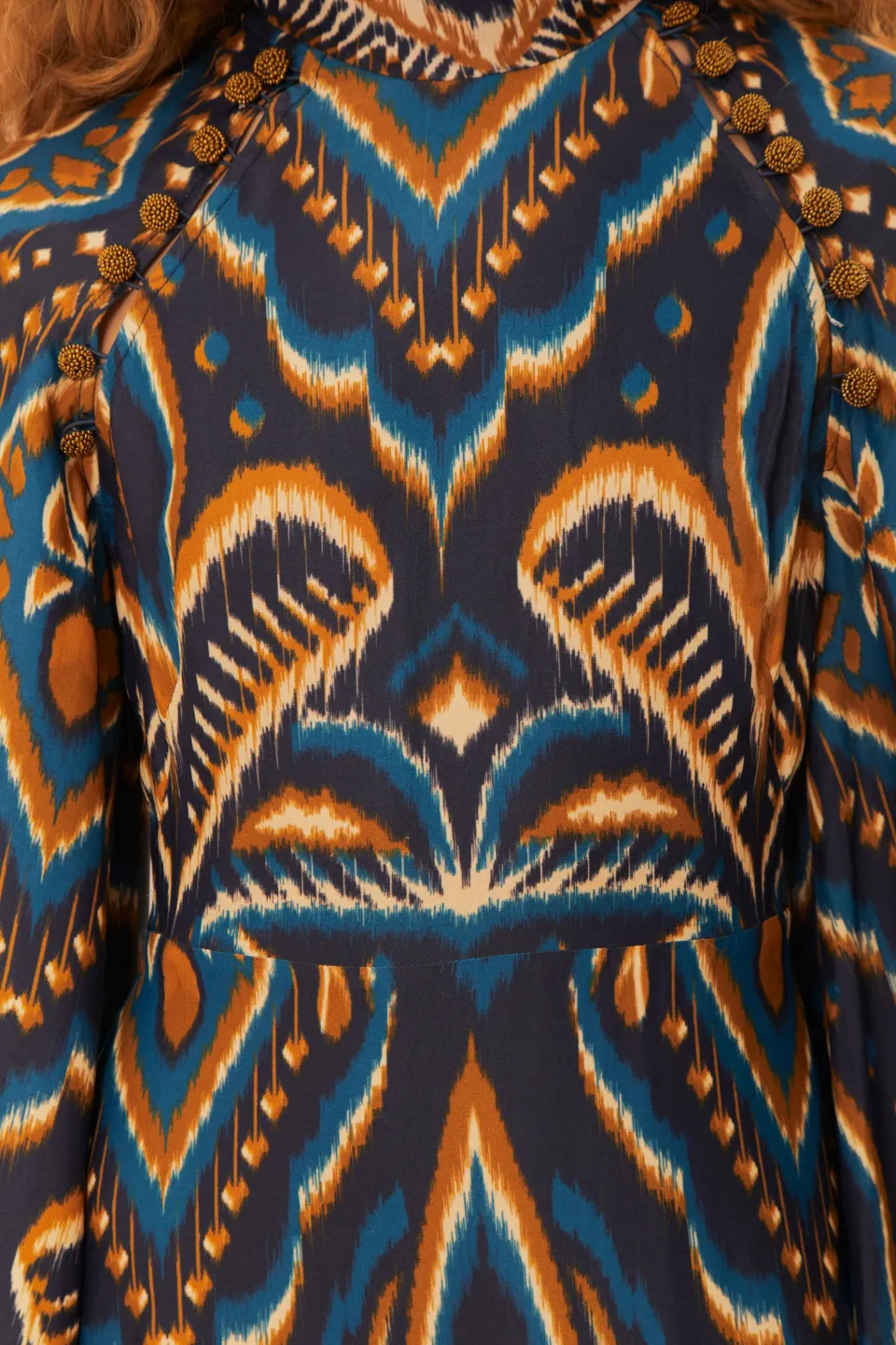 FARM Rio Robes Courtes<Robe courte en viscose LENZING™ ECOVERO™ Ikat bleu ananas