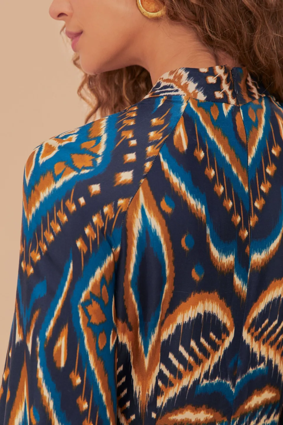 FARM Rio Robes Courtes<Robe courte en viscose LENZING™ ECOVERO™ Ikat bleu ananas