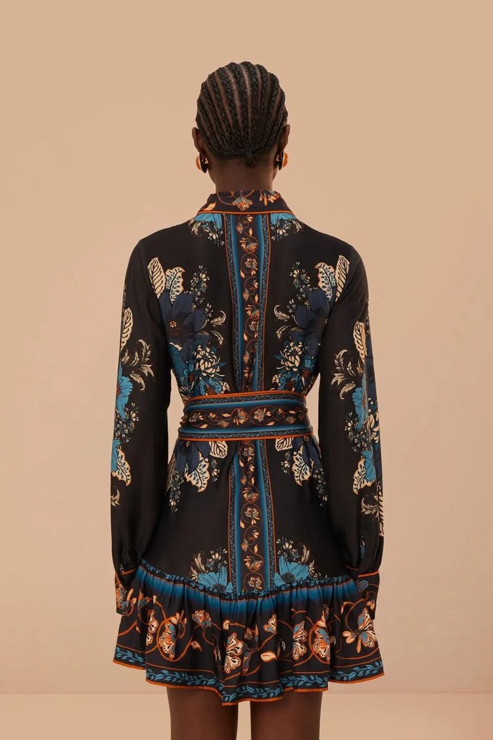 FARM Rio Robes Courtes<Robe courte en viscose LENZING™ ECOVERO™ à motif floral noir