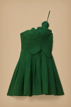 FARM Rio Robes Courtes<Robe courte Lea verte à une épaule