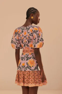 FARM Rio  Robes Courtes<Robe courte lilas à imprimé floral arabesque