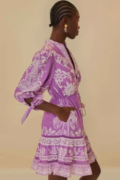 FARM Rio Robes Courtes<Robe courte lilas Sweet Garden