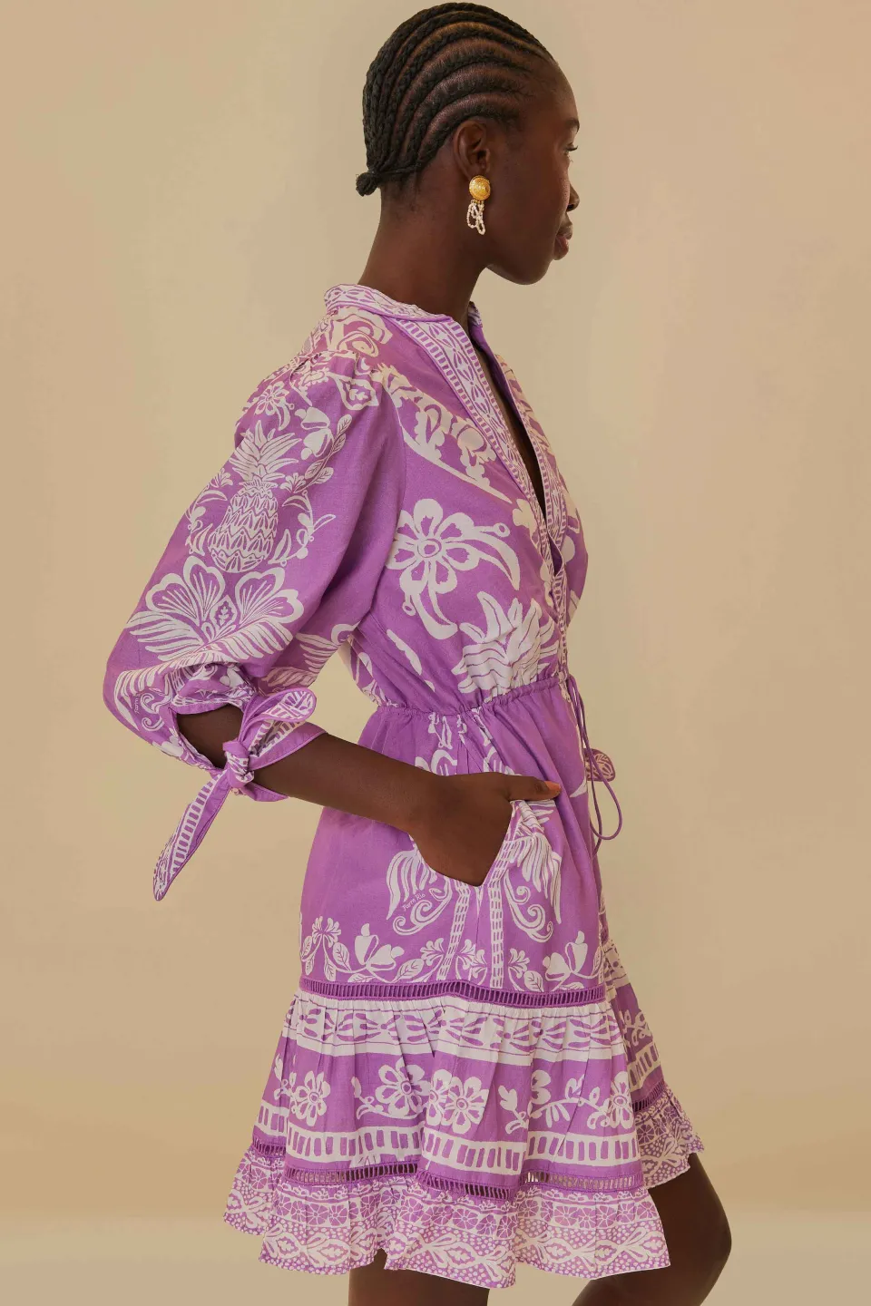 FARM Rio Robes Courtes<Robe courte lilas Sweet Garden