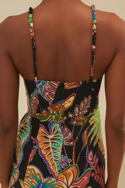 FARM Rio  Robes Courtes<Robe courte noire Cool Foliage