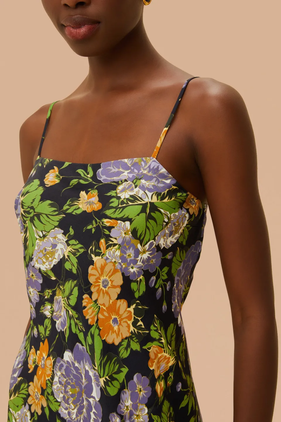 FARM Rio Robes Courtes<Robe courte noire sans manches à imprimé floral Capri