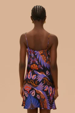 FARM Rio Robes Courtes<Robe courte noire sans manches Heart Forest