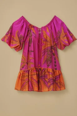 FARM Rio Robes Courtes<Robe courte rose à épaules dénudées Beach Forest