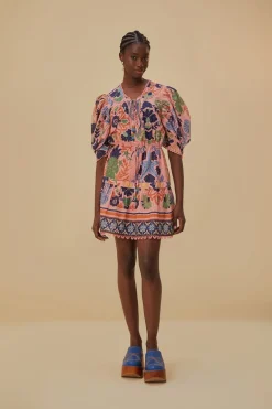 FARM Rio Robes Courtes<Robe courte rose à tapisserie de coquillages