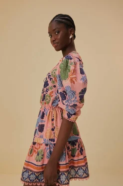 FARM Rio  Robes Courtes<Robe courte rose à tapisserie de coquillages