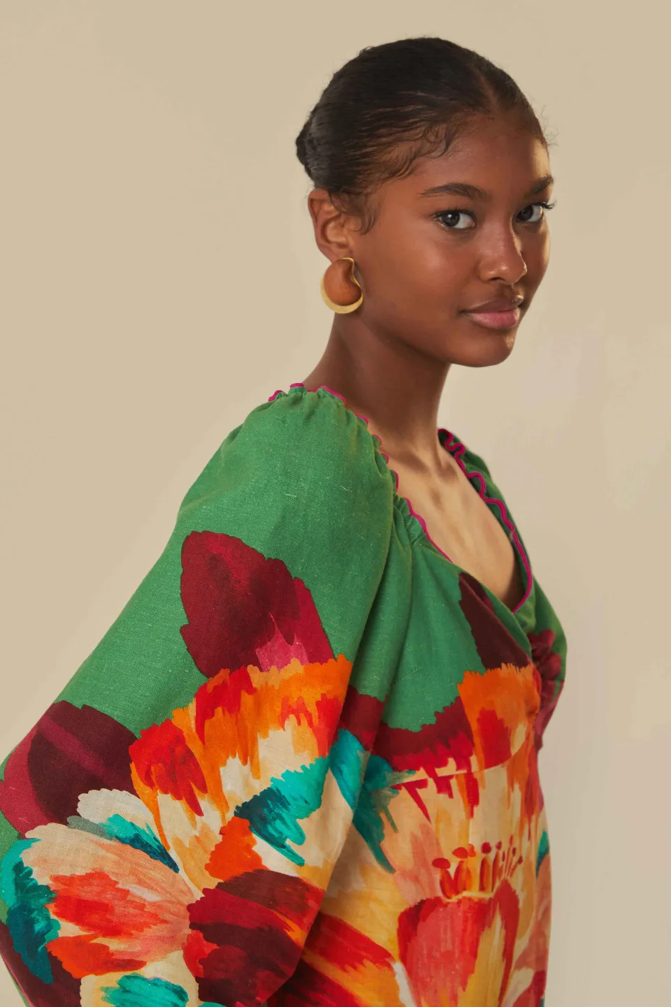 FARM Rio Robes Courtes<Robe courte Tropicart verte