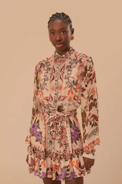 FARM Rio Robes Courtes<Robe courte Winter Garden couleur crème