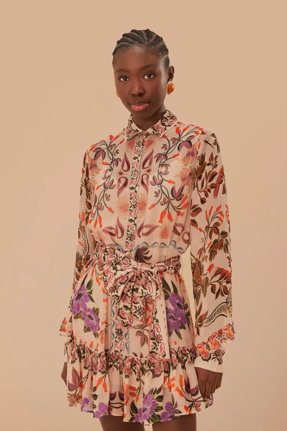 FARM Rio Robes Courtes<Robe courte Winter Garden couleur crème