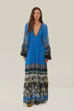 FARM Rio  Robes Longues<Robe longue à carreaux bleus Ainika