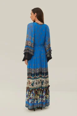 FARM Rio Robes Longues<Robe longue à carreaux bleus Ainika