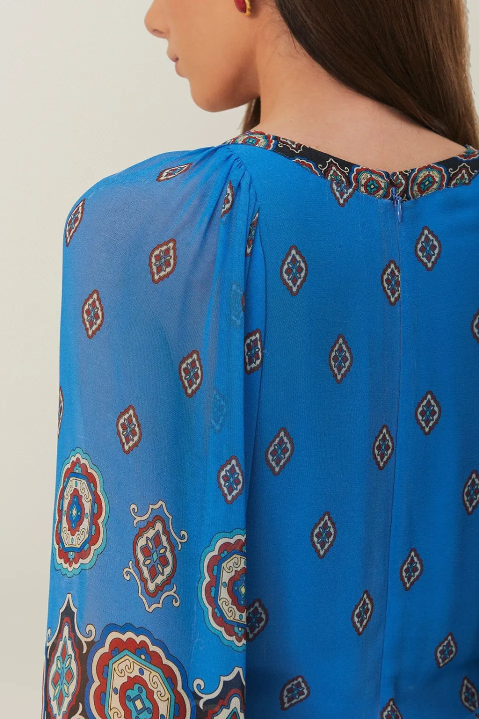 FARM Rio Robes Longues<Robe longue à carreaux bleus Ainika