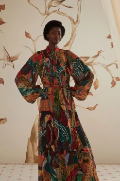 FARM Rio Robes Longues<Robe longue à encolure en V multicolore Fauna Mix
