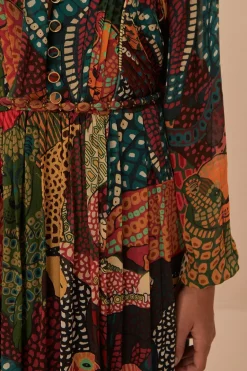 FARM Rio  Robes Longues<Robe longue à encolure en V multicolore Fauna Mix