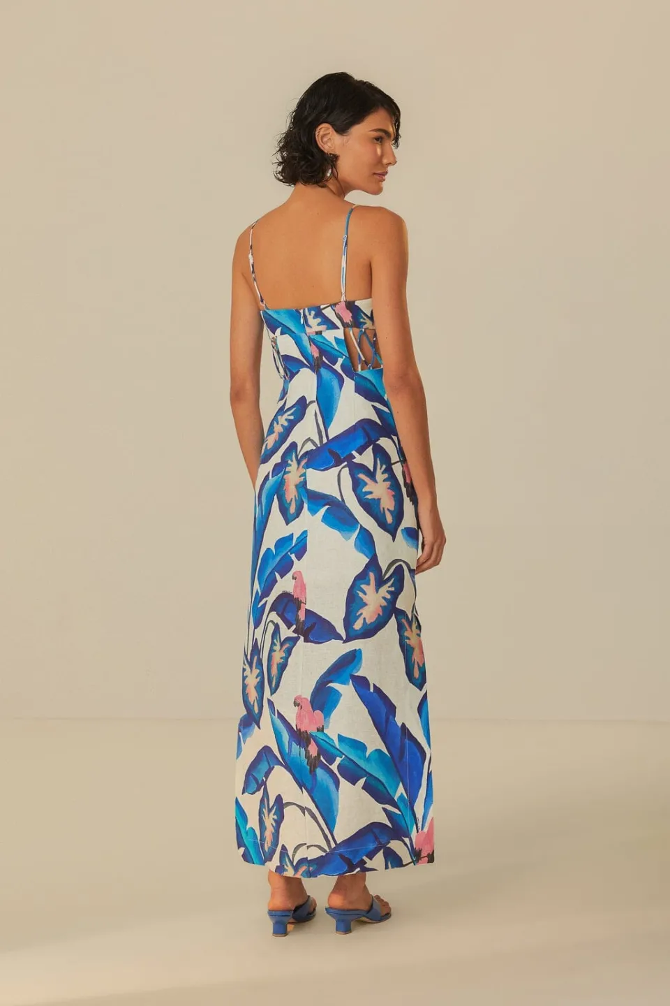 FARM Rio Robes Longues<Robe longue à feuillage bleu blanc cassé
