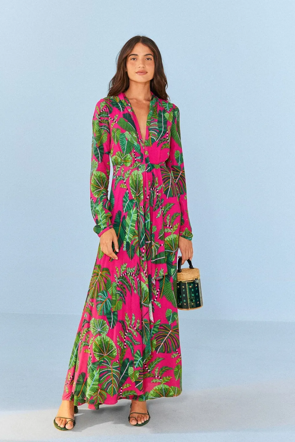 FARM Rio Robes Longues<Robe longue à feuilles roses